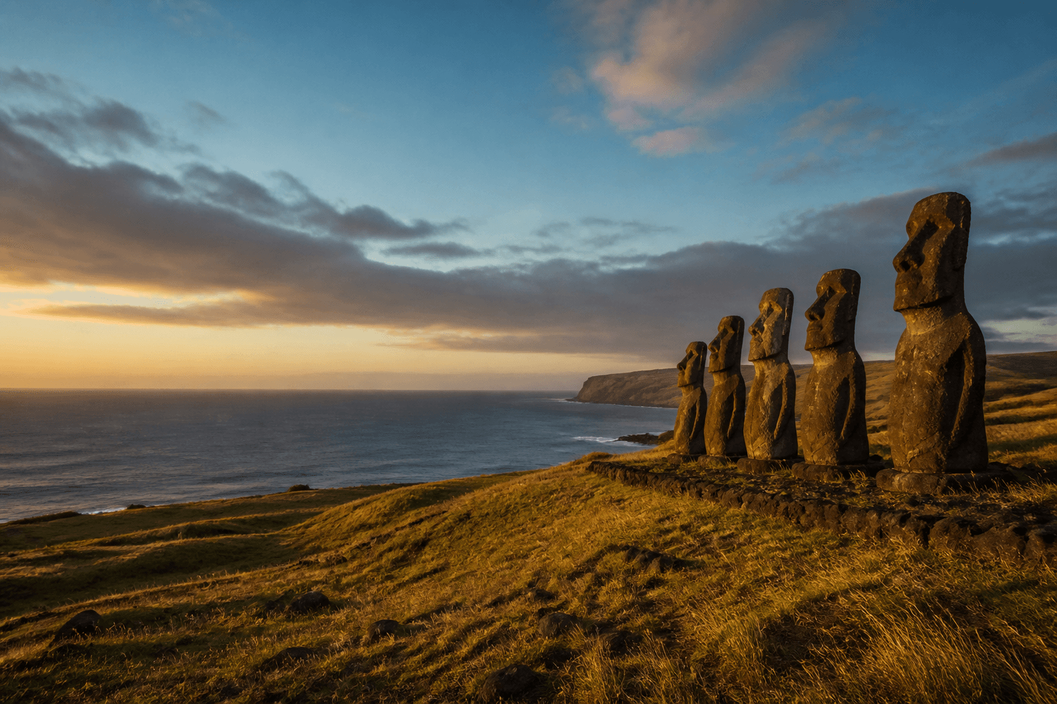 Moai frente al océano en Rapa Nui